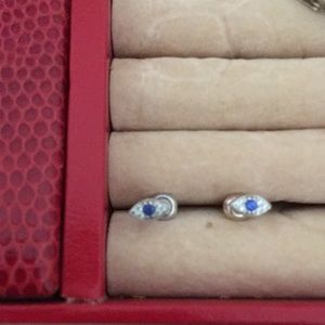 Blue evil eye pierced earrings